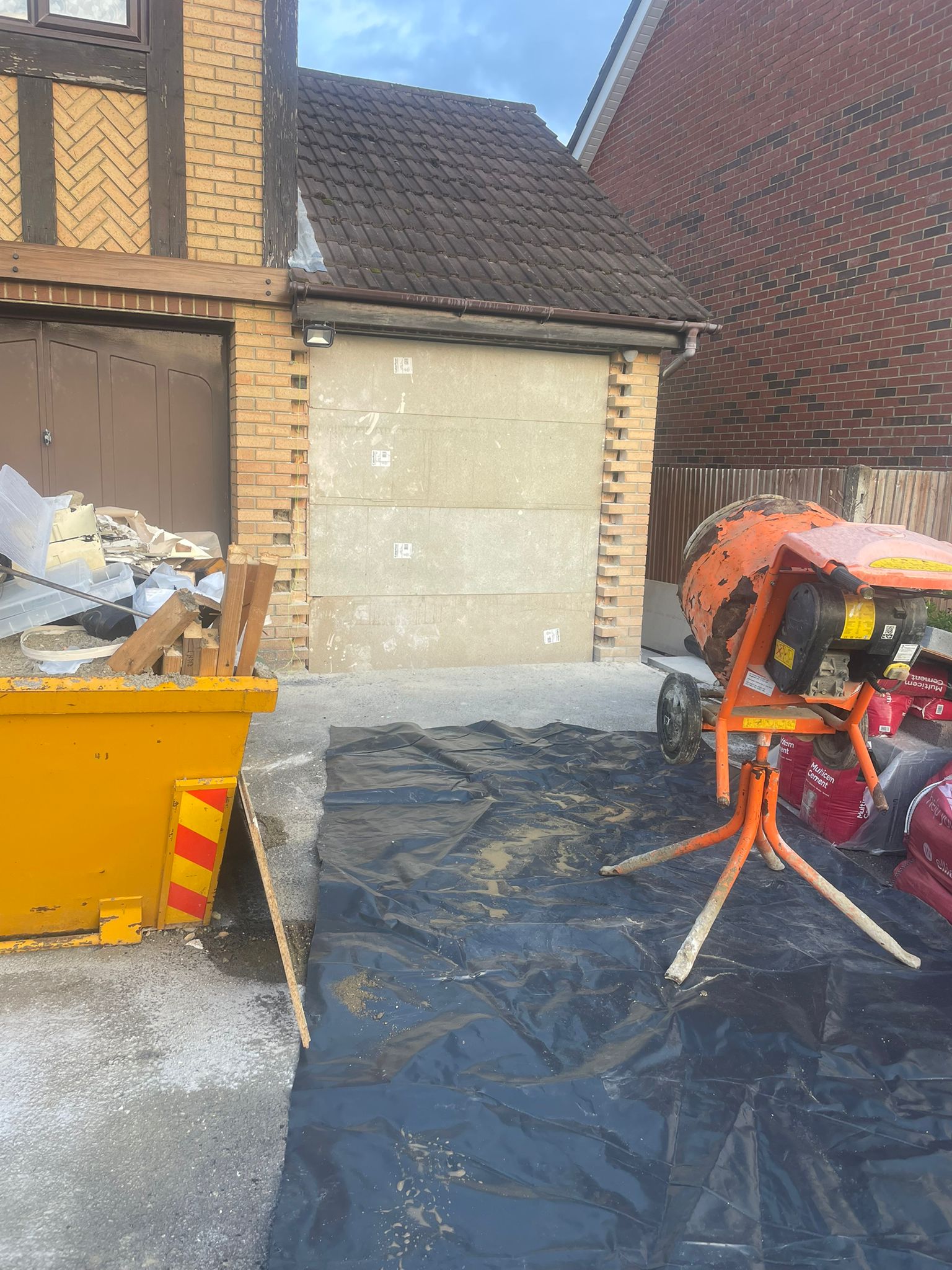 Garage brickwork restoration before and after Hampshire